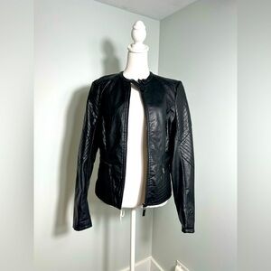 Therapy Faux Leather Moto Punk Rock Zip up Black Jacket size XL